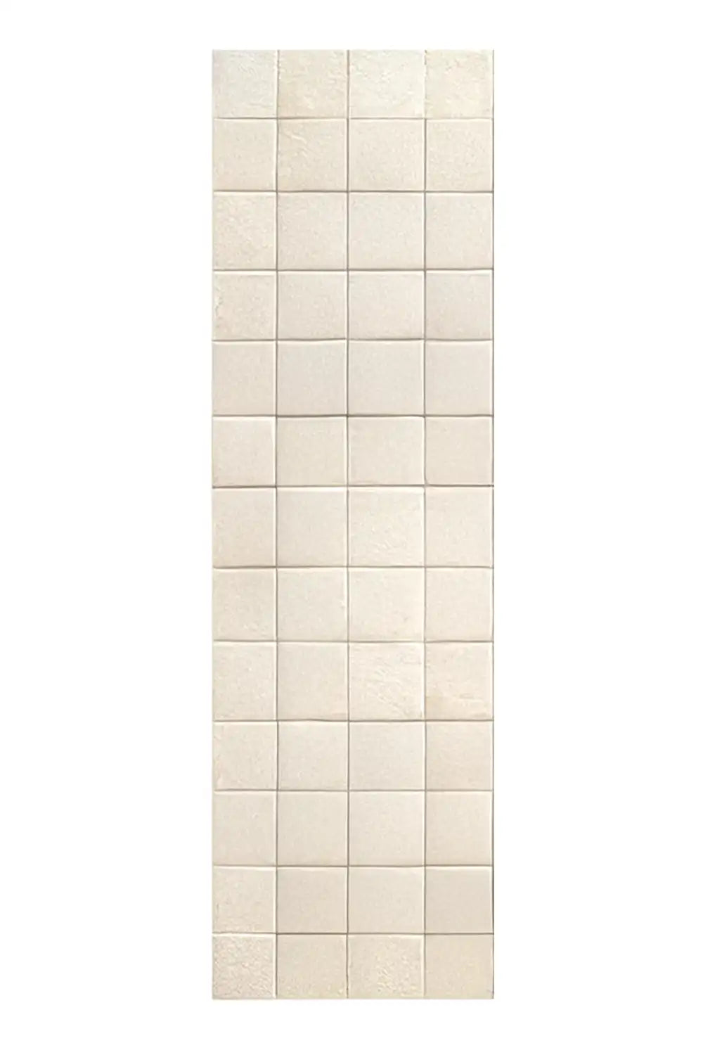 Soft cream checkered wool runner rug with a neutral beige pattern for hallways