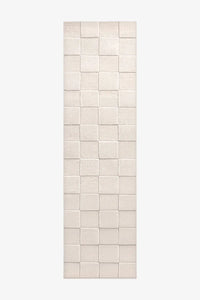 3x8 soft cream checkered wool runner rug with a neutral beige pattern for hallway and kitchen