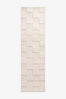 Soft Cream Checkered Hand Tufted Wool Runner Rug