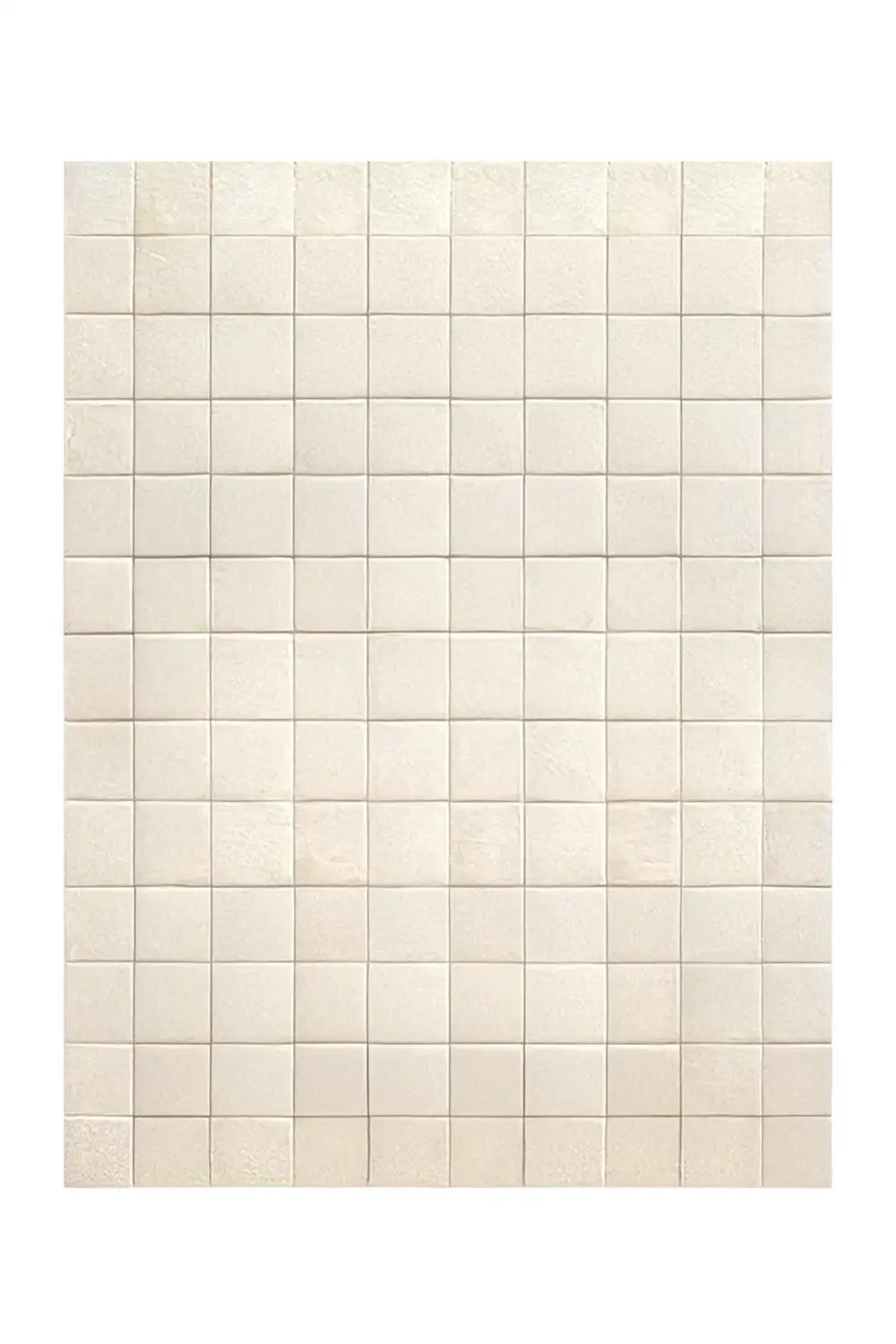 Soft cream and beige checkered area rug, perfect for living rooms and bedrooms