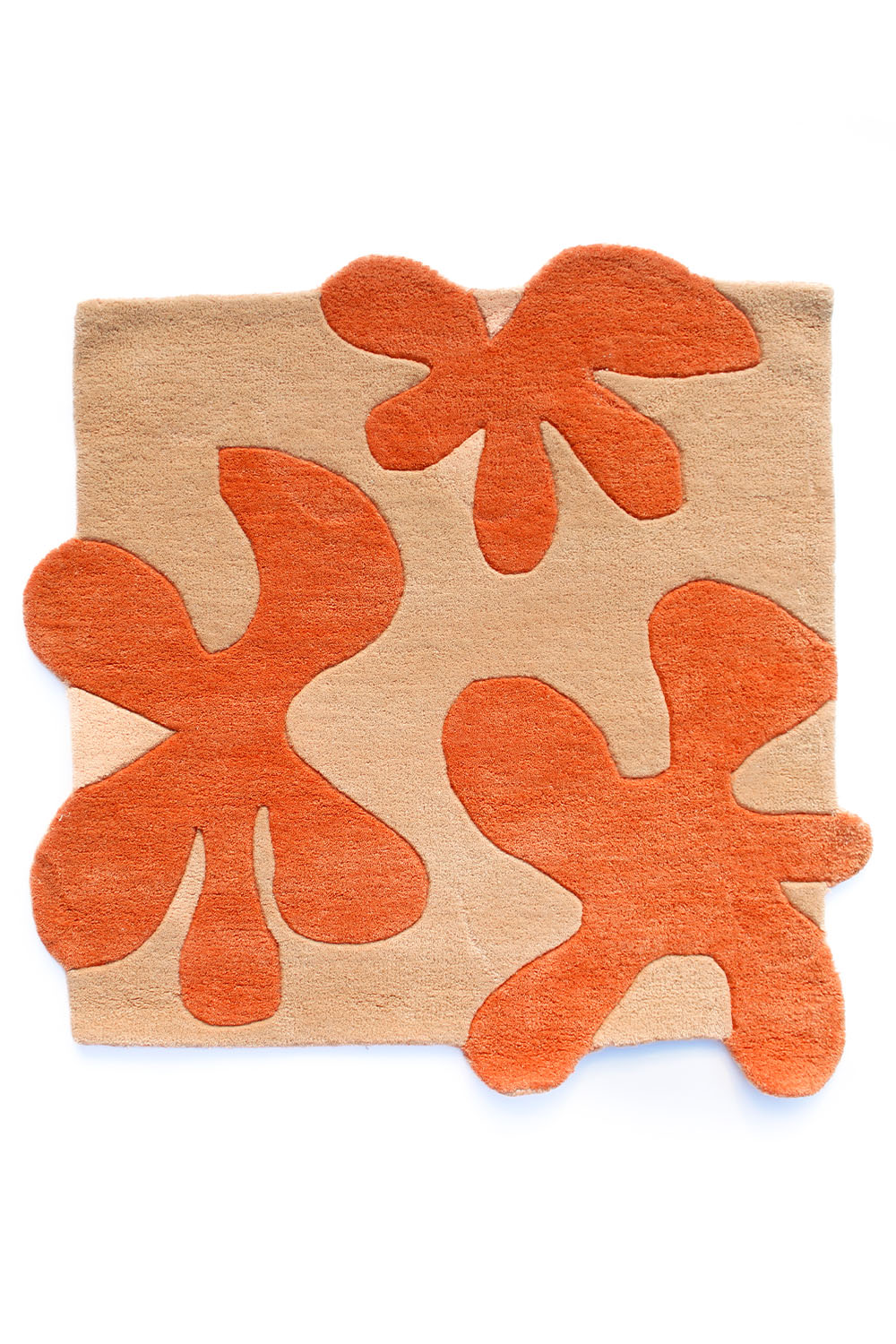 Blossom Square Hand Tufted Wool Rug in Orange by Jubi