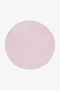 Modern 5x5 light pink round wool rug for colorful small spaces