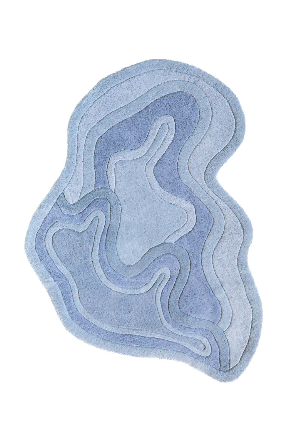 Sky Blue Rolling Tides Shaped Rug - Quirky and Fun for Creative Spaces