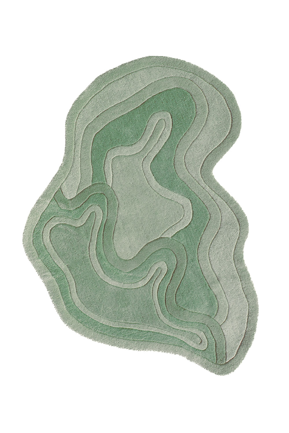 Unique Irregular Shaped Sage Rolling Tides Rug - Soothing Color for a Calm Ambiance