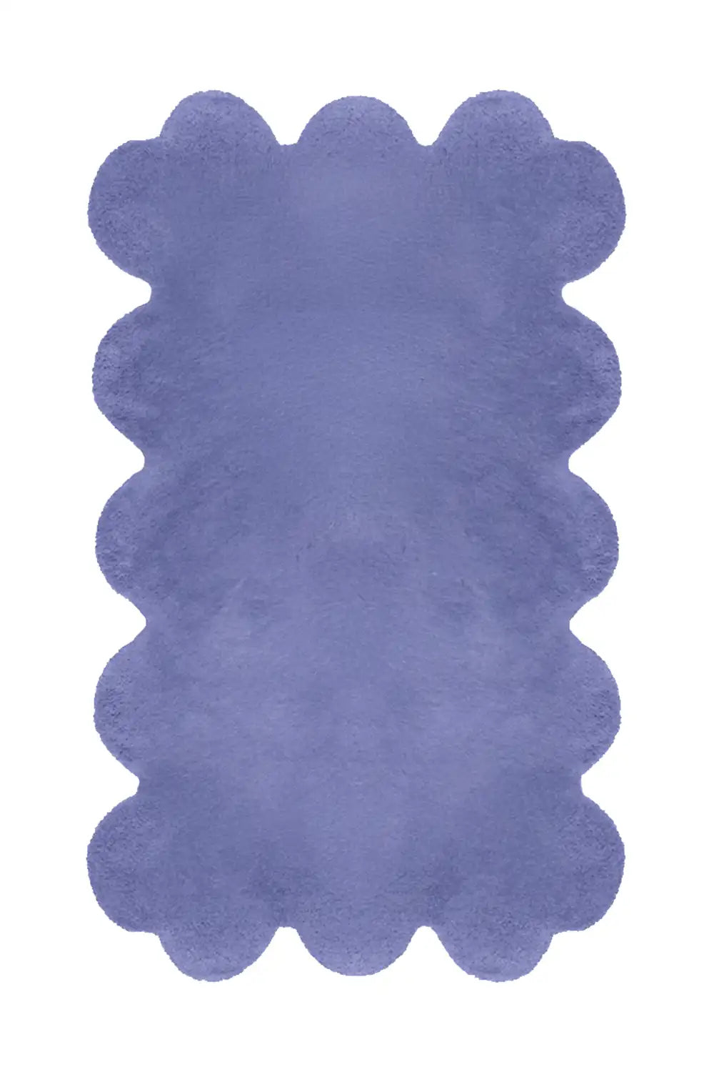 Soft lilac purple scalloped wool rug, colorful cozy rug for bedrooms and kids' rooms