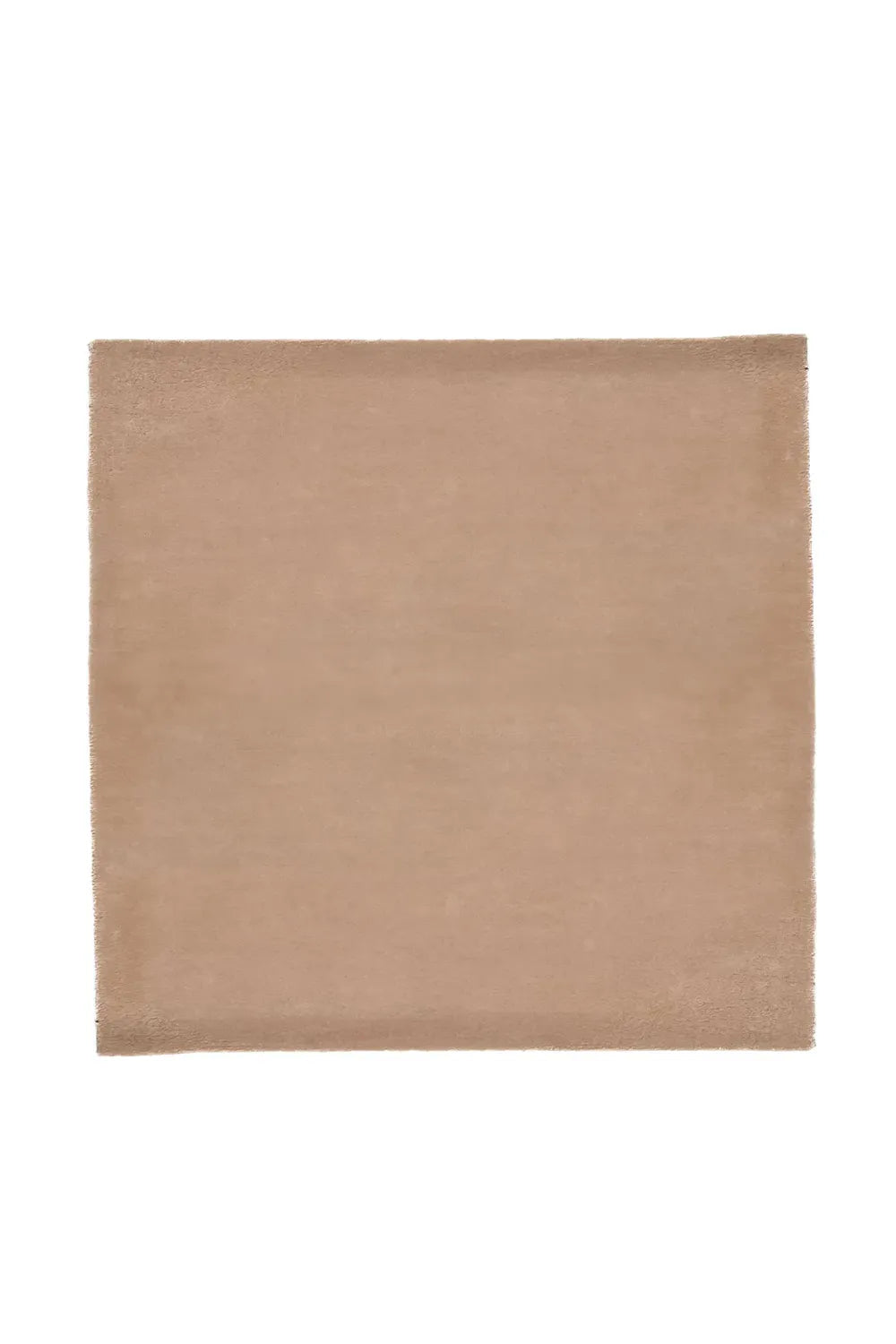 Solid Color Square Hand Tufted Wool Rug Tan Brown