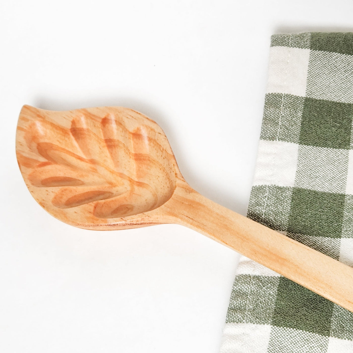 Hand Carved Wood Leaf Spoon