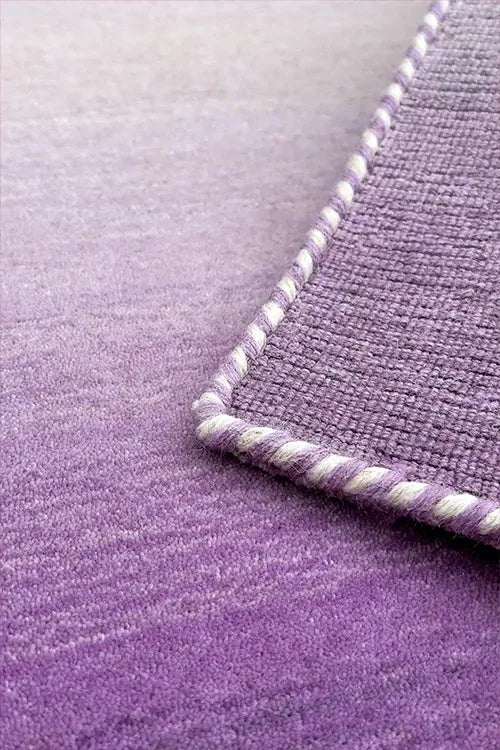 hand loomed rug in purple