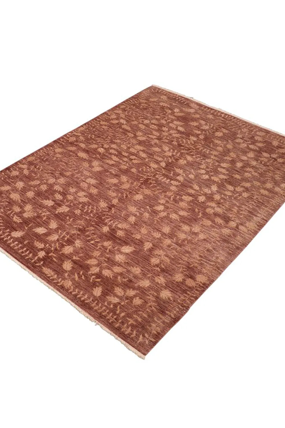 Natural brown wool rug with a classic pattern, blending luxury with comfort.