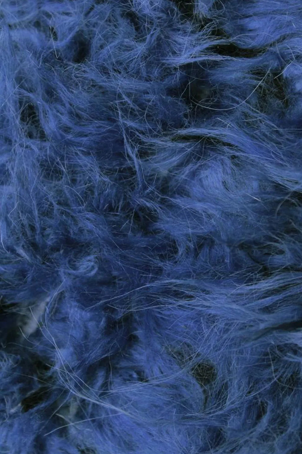 Plush Geometric Blue Shaggy Wool Rug in 5x7 Size for Modern Homes