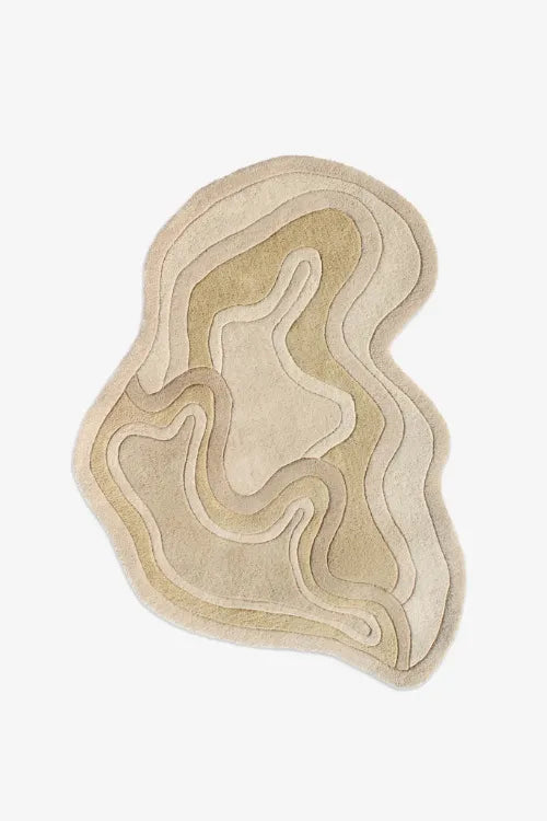 neutral rug with organic modern irregular shape