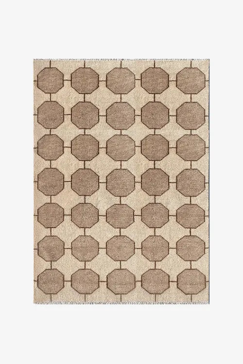 ivory wool rug with geometric texture