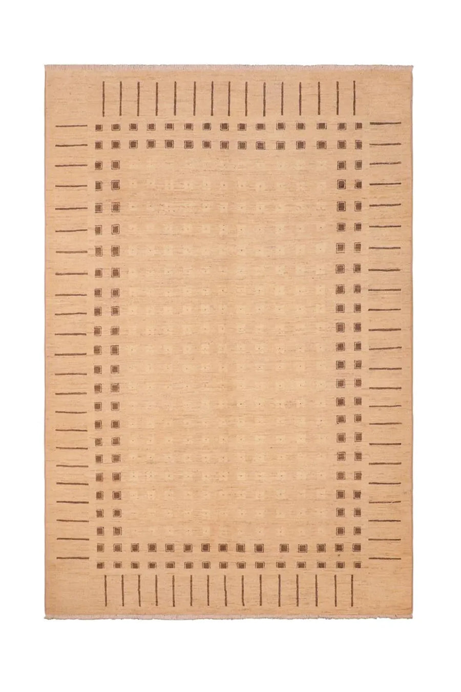 Neutral wool area rug with a subtle geometric design for modern interiors.