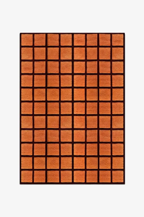 orange checkered rug