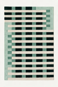 a orchard hand-tufted wool rug in forest, sage, mist and oat, shown flat from above