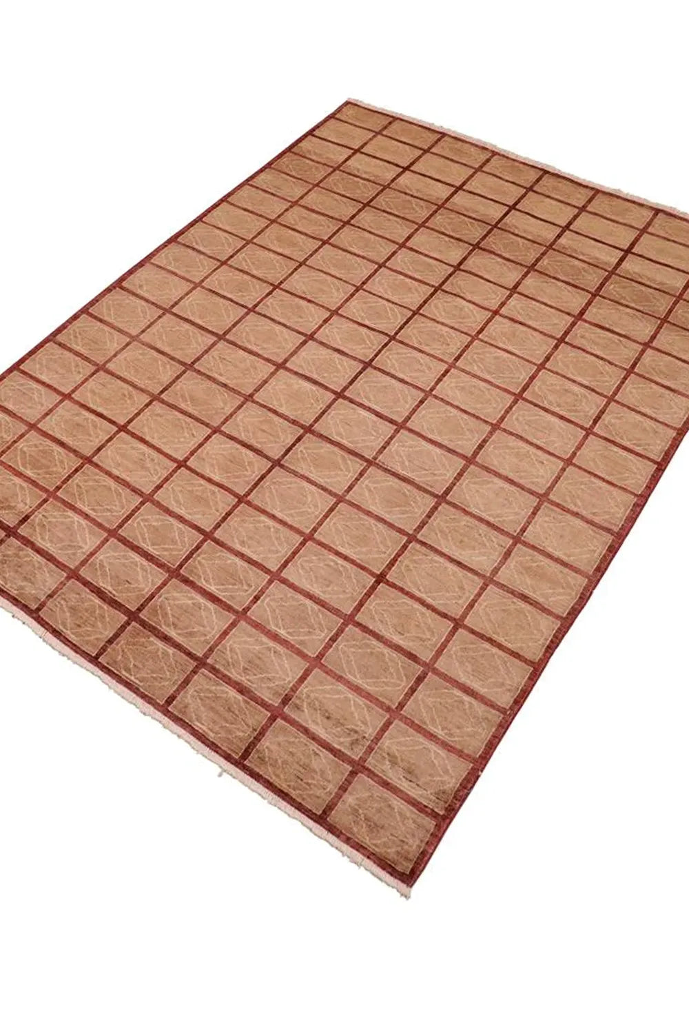 Artisan Red and Brown Patterned Rug, perfect for a sophisticated interior.