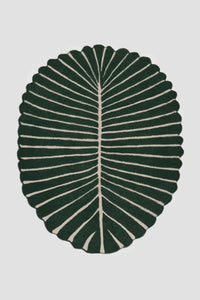 custom color rug with unique leaf shape