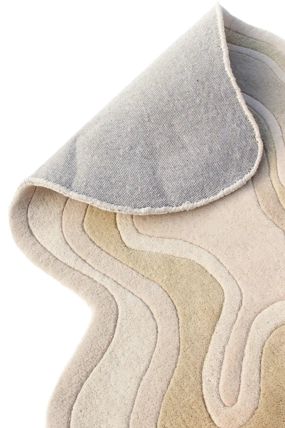 Beige Abstract Rolling Tides Rug - Soft and Plush for Modern Bedroom