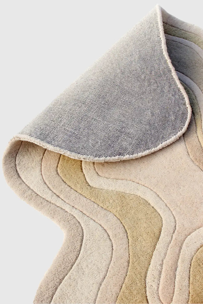 Beige Abstract Rolling Tides Rug - Soft and Plush for Modern Bedroom tan