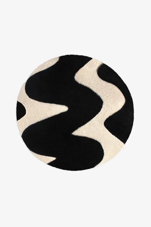 black and white round rug