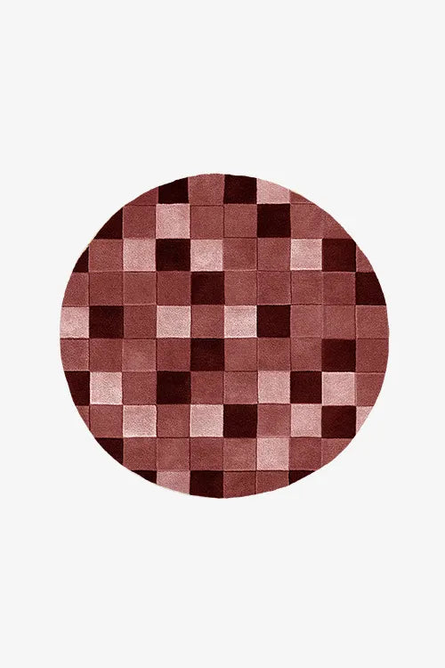 round checkered rug