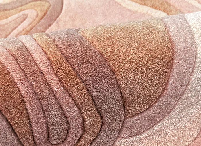 rust rug with wavy design