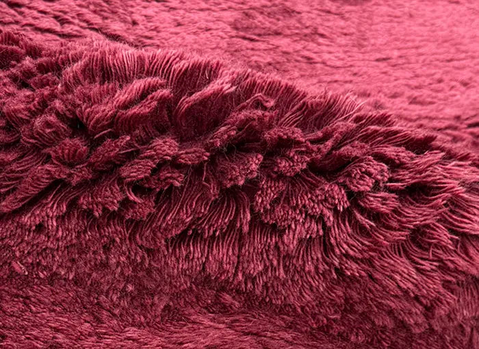 Close-up of a shaggy red rug