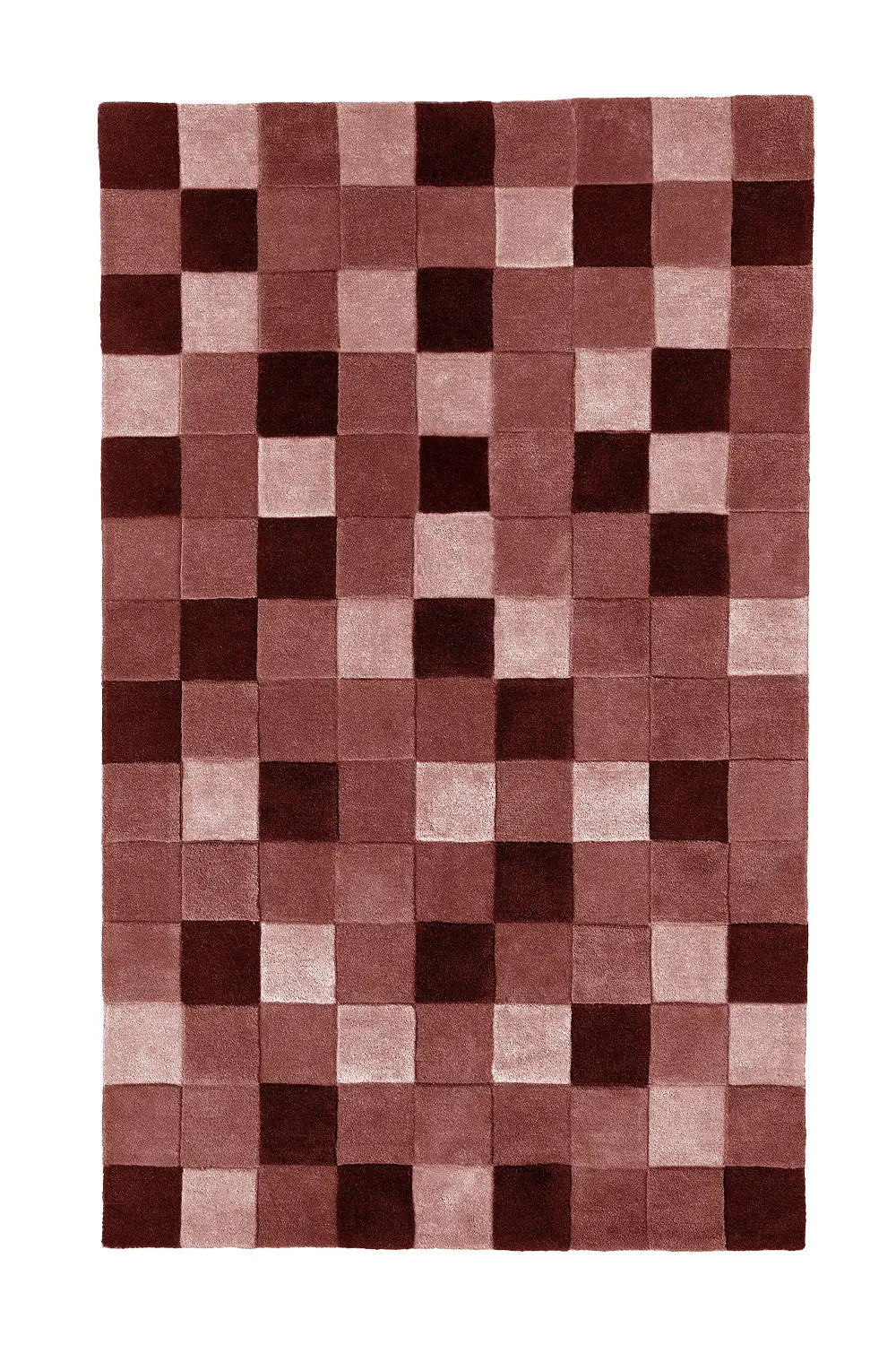 Hand-tufted burgundy and maroon checkered area rug for modern interiors