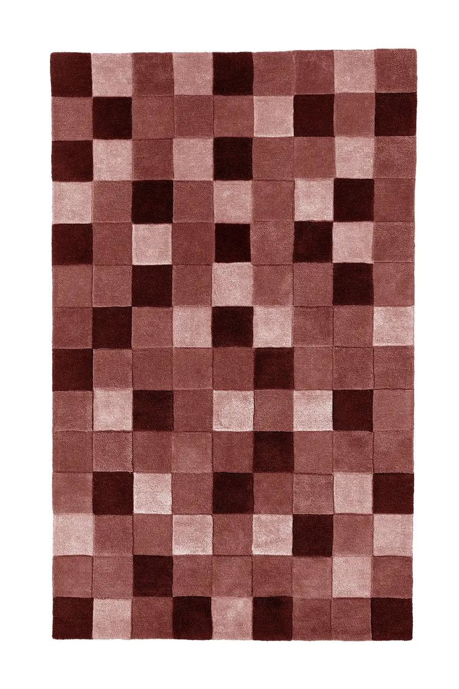 Terracotta Checkered Hand Tufted Wool Rug
