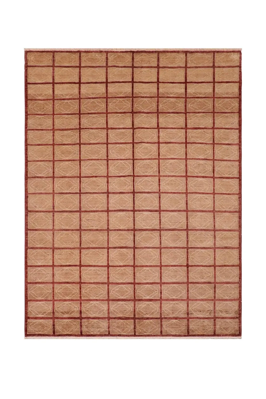 Traditional Red and Brown Turkish Rug with a timeless hand-knotted design.