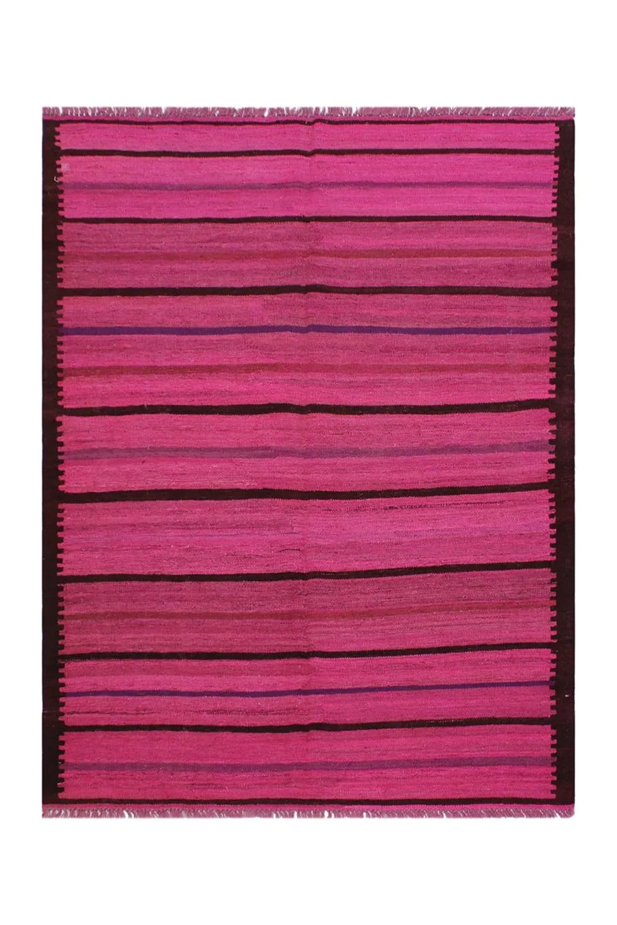 Vivid Hot Pink Boho Kilim Area Rug in Chic 5x8 Size