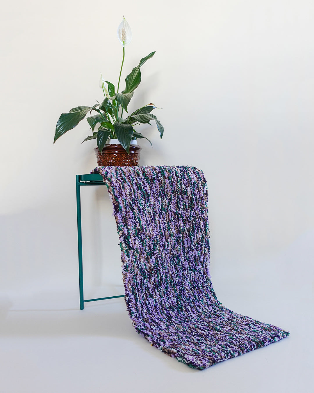 Recycled Cotton Purple and Green Tufted Runner Rug