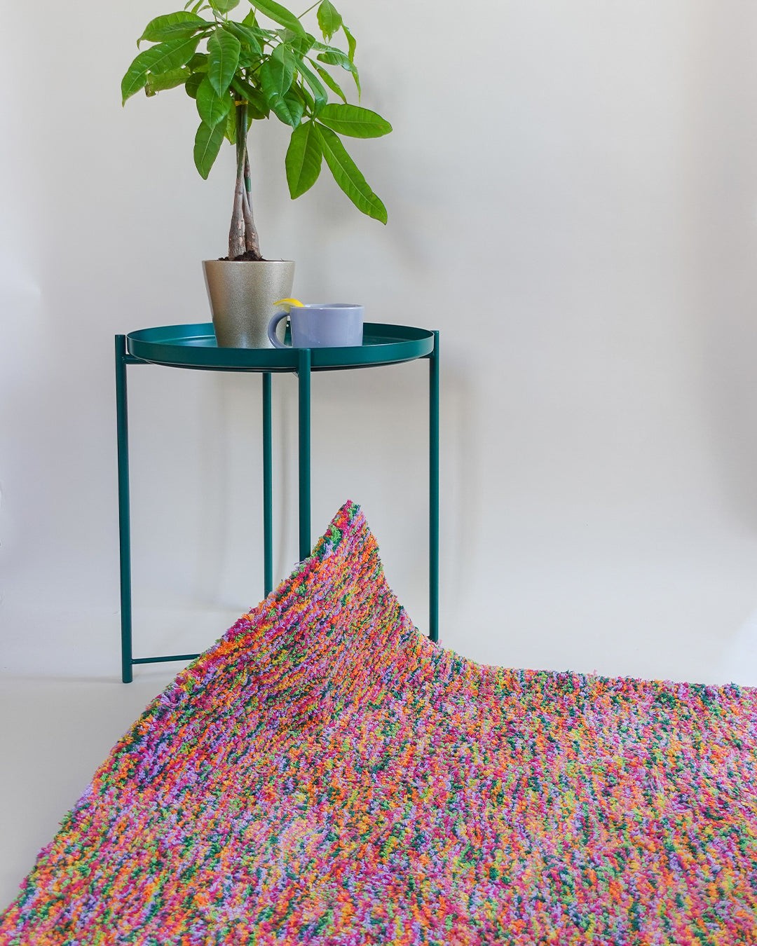 One of a Kind Tropical Rainbow Recycled Cotton Tufted Rug