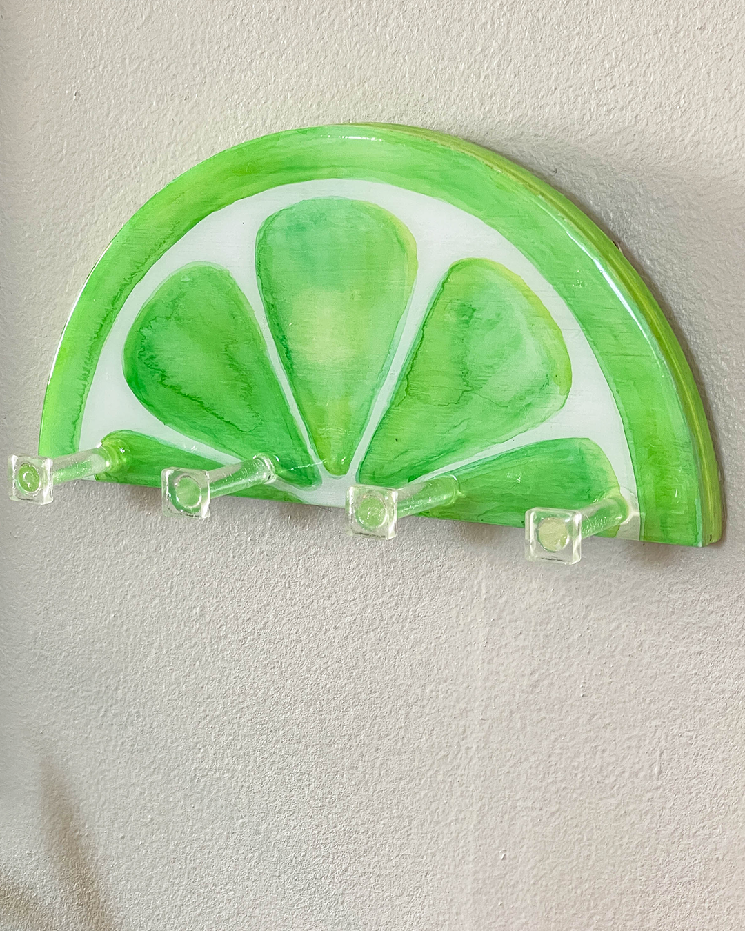 Patent-pending lime slice design key holder, showcasing its lightweight structure and unique, eye-catching appearance