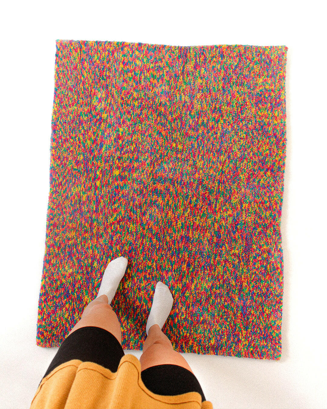 Eclectic colorful rug. Jubi original design hand made in Brooklyn, NY using 100% recycled cotton