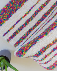Recycled Cotton Cream and Multicolor Striped Accent Rug