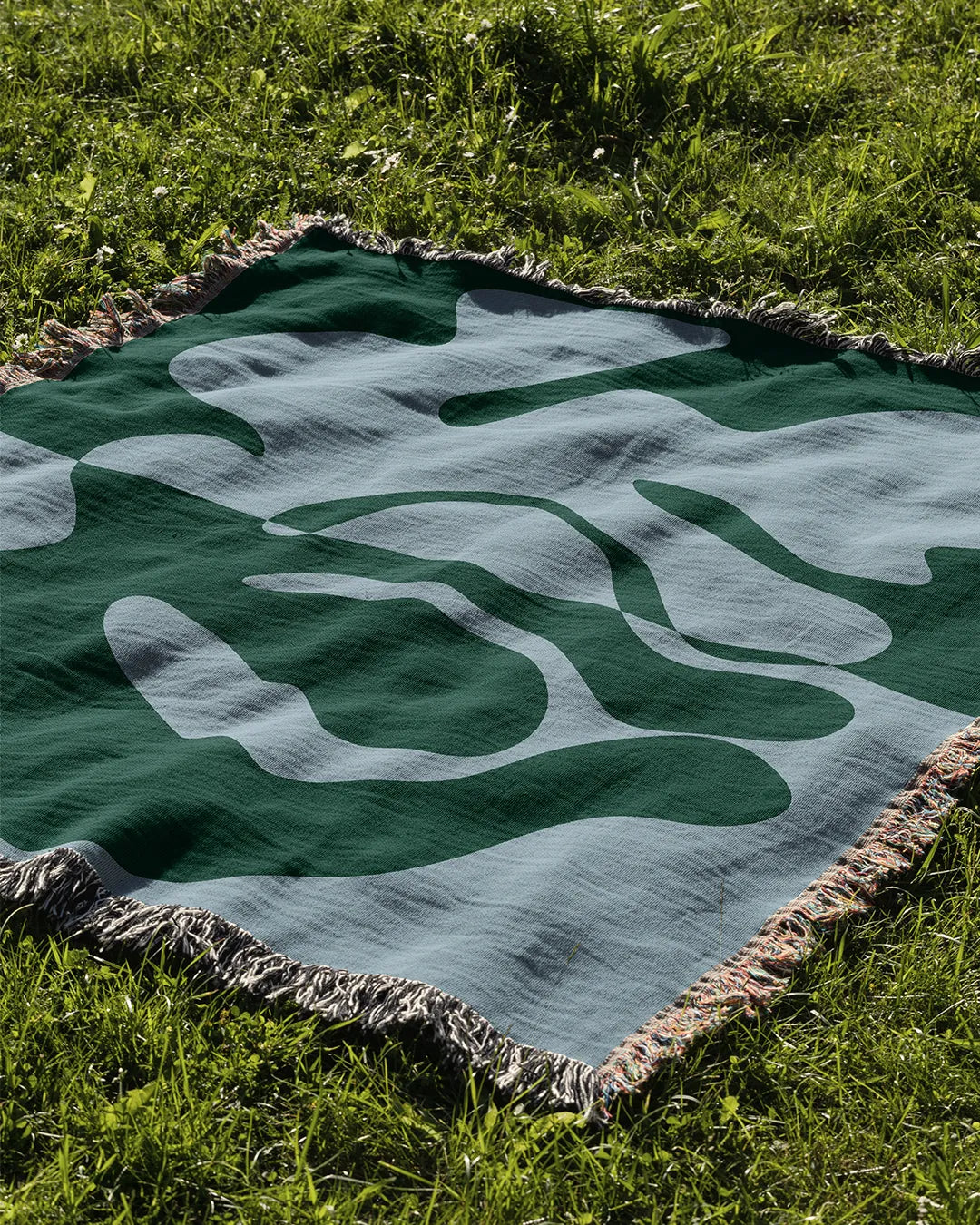 Blue and Green Organic Fusion Woven Throw Blanket by Jubi 100